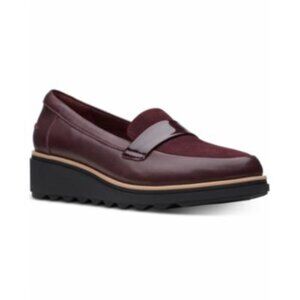 Clarks Womens Sharon Gracie Platform Loafers 6.5 M Color Burgundy
